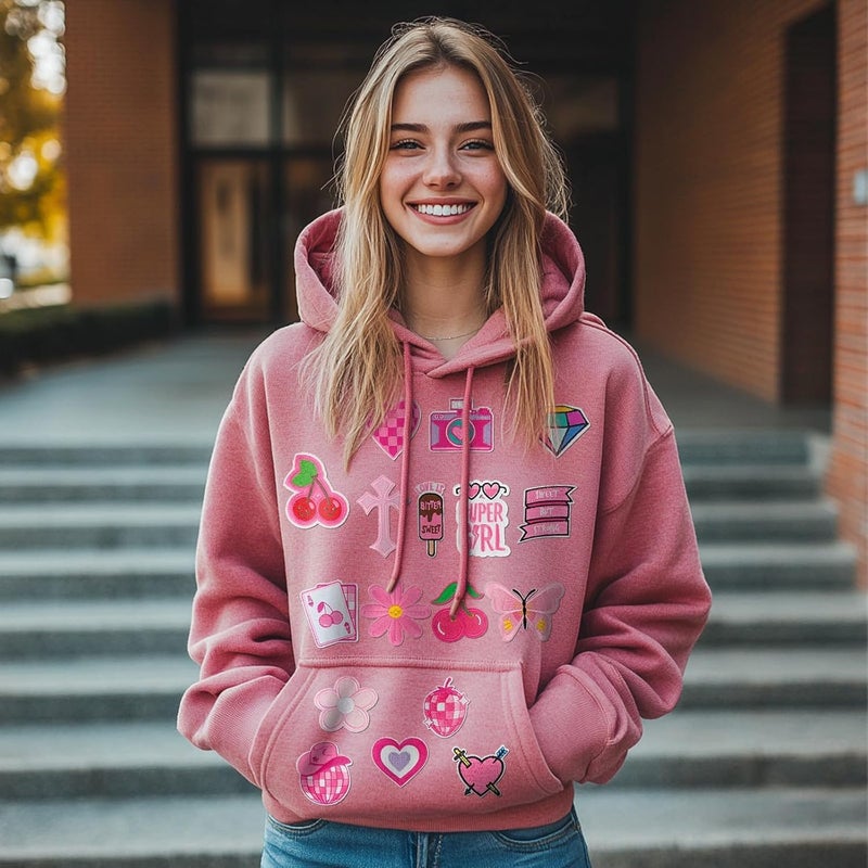 RF-patch 45Pcs Iron on Patches for Girl, Embroidered Pink Iron on/Sew on Patches for Clothes, Hats, Jeans, Jacket - Image 2